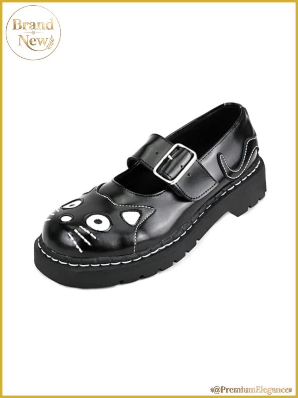 T.U.K. Kitty Cat Mary Jane Shoes Leather Round Toe Ankle Strap Oxfords Women
